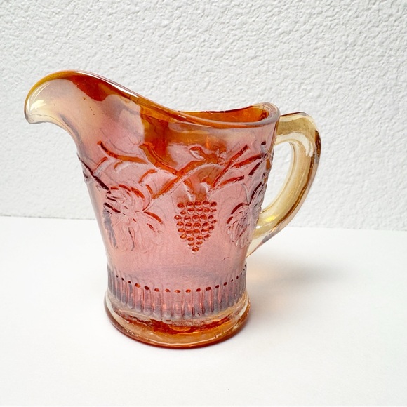 Vintage Imperial Carnival Glass Harvest Grape Cream Pitcher 3” - Picture 1 of 6